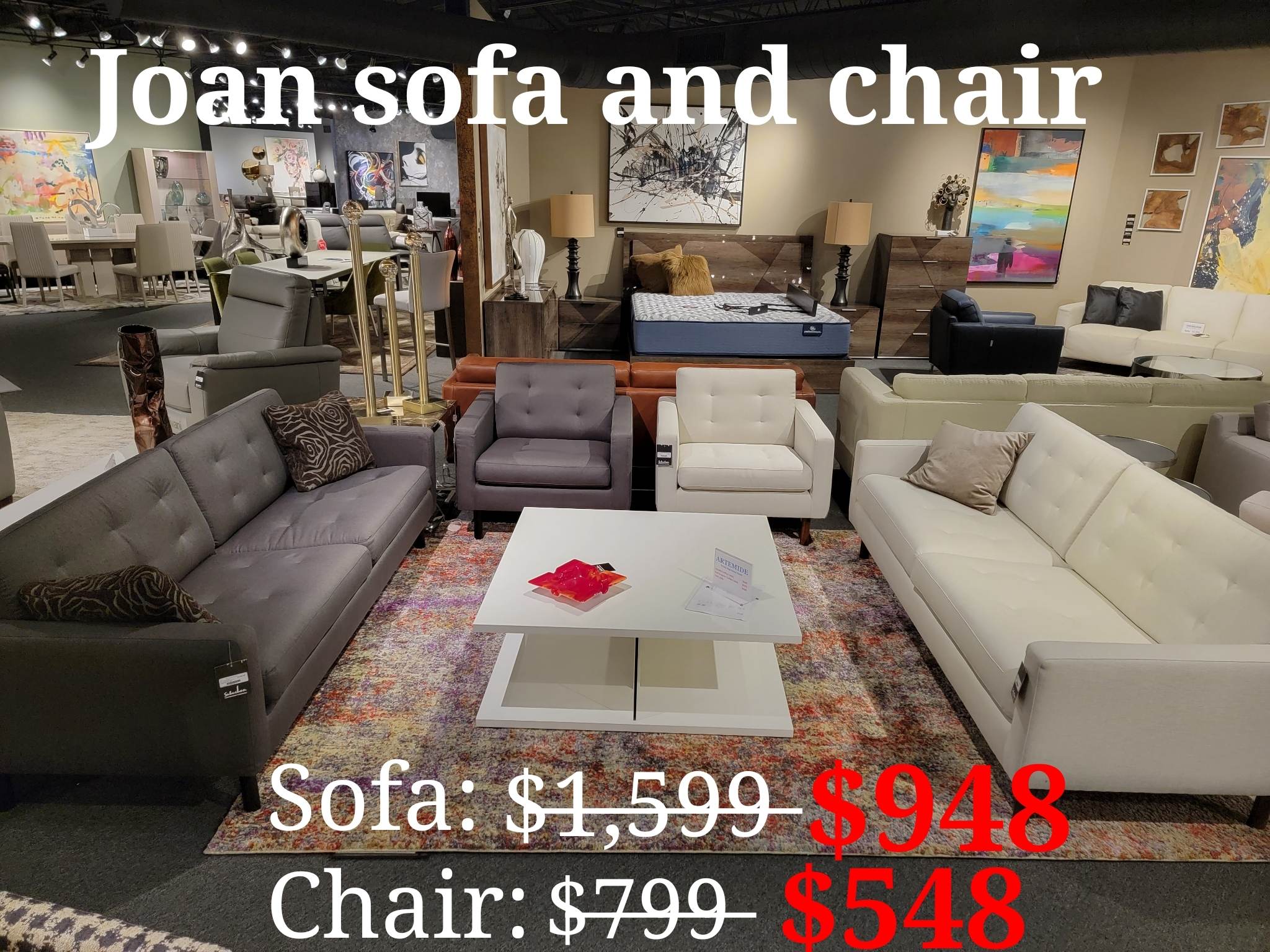 Joan fabric sofa & chair Suburban Contemporary Furniture