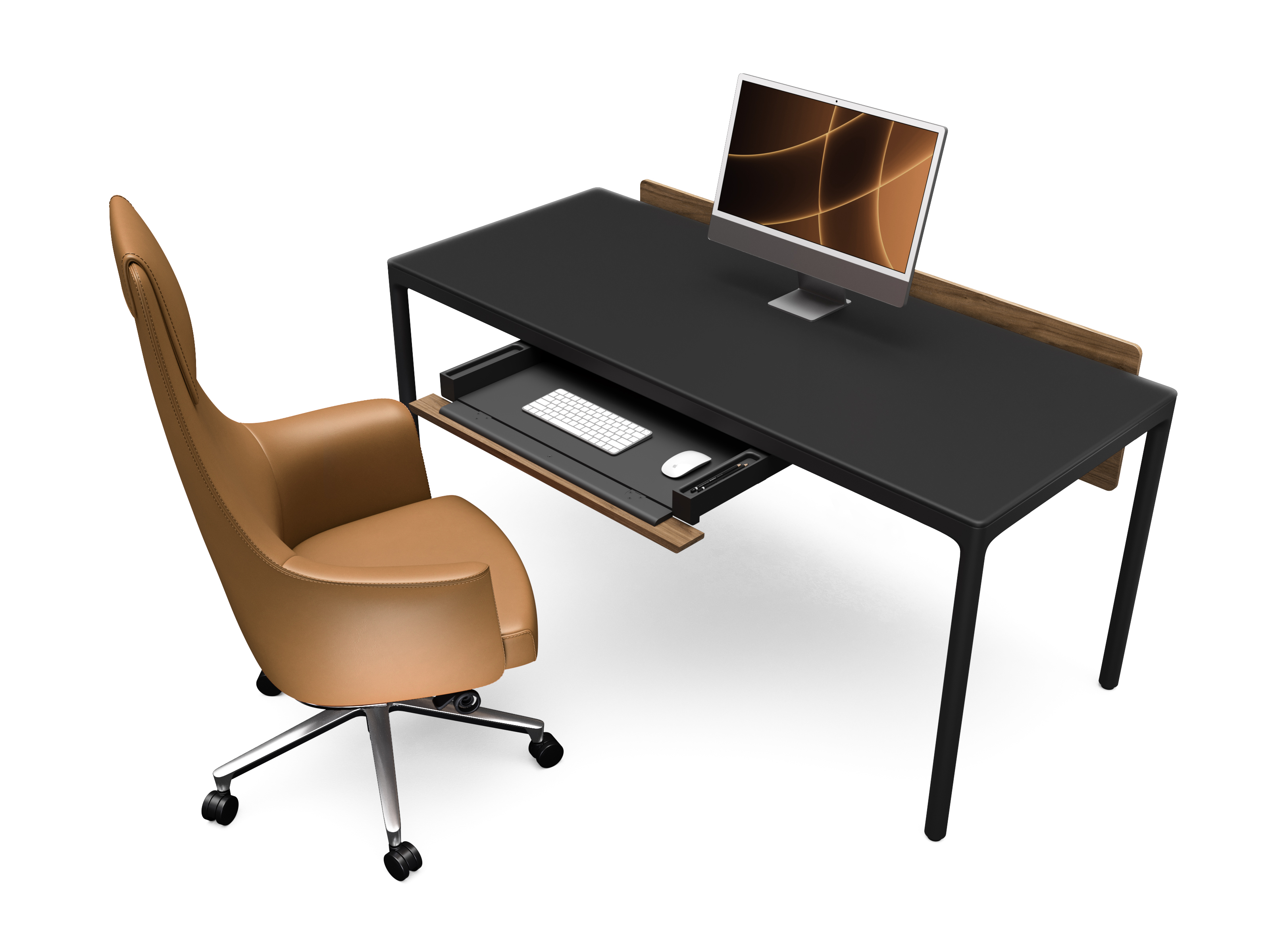 Luma office stationary desk 6762S BDI + Keyboard Storage Drawer 6769 + Large Adjustable Back Panel 6767 (Down) WL 5