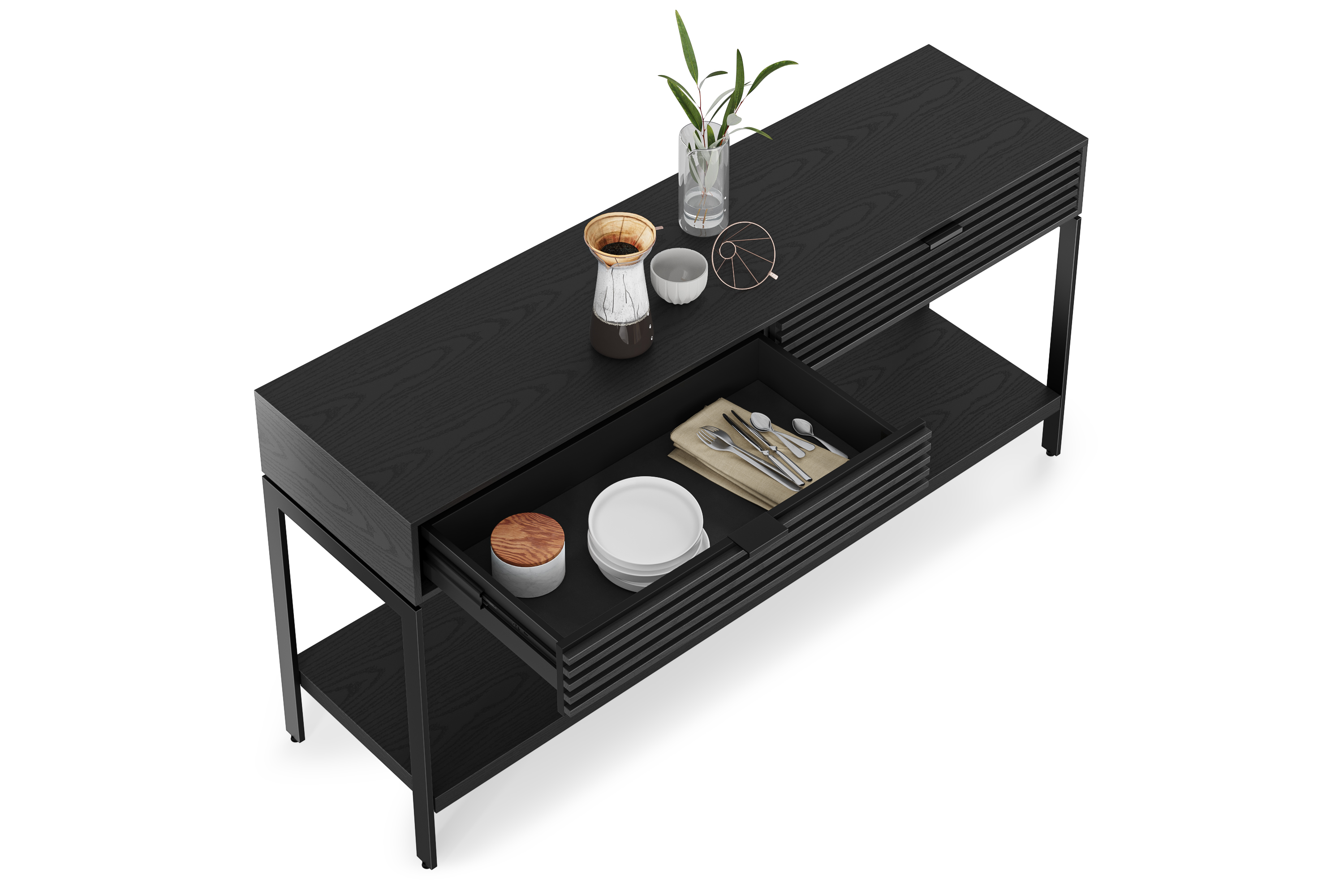 cora-console-1172-BDI-ebonized-ash-modern-wood-kitchen-open-drawer-detail-02