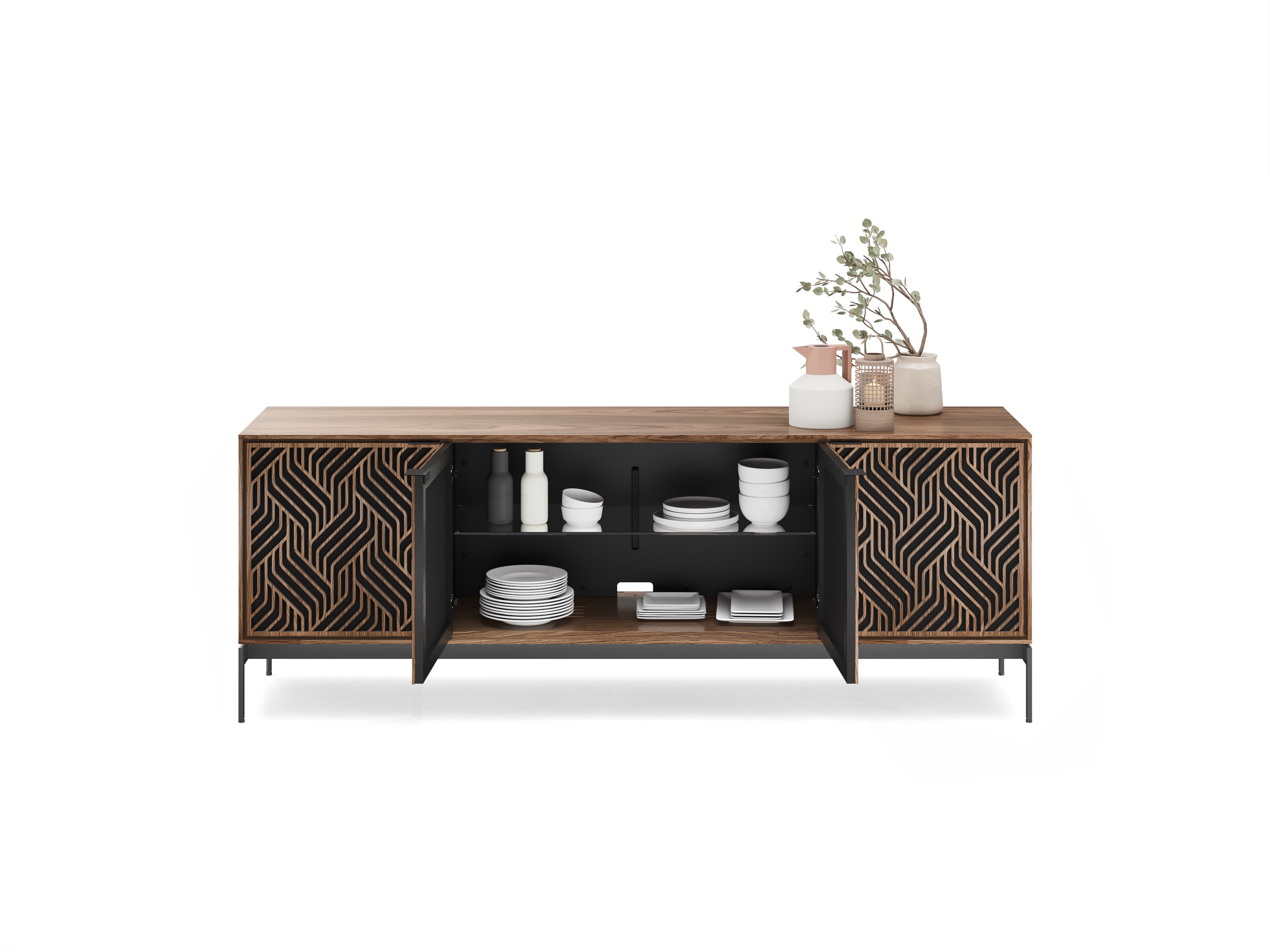 elements weave BDI media and storage cabinet 8709 console base WL 3d
