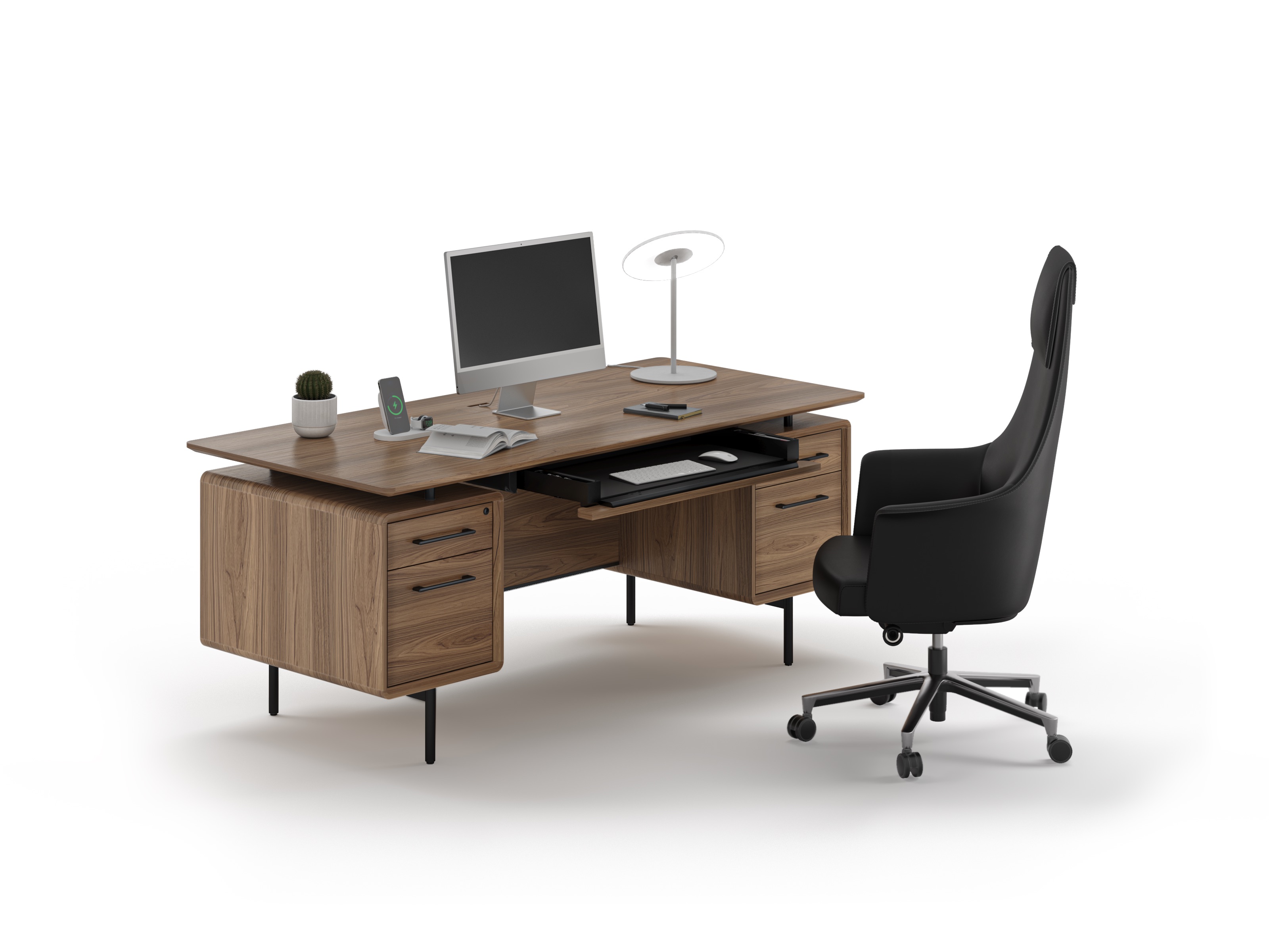 linq executive desk 6821 BDI mid century modern wood desk 8